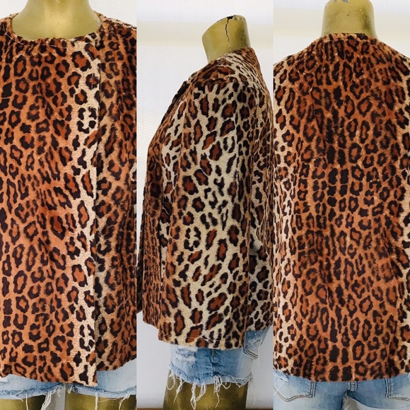 Philippe ADEC PARIS Rouge Ligne $545 LEOPARD Print Faux Fur SWING JACKET Size 8 - Picture 14 of 16